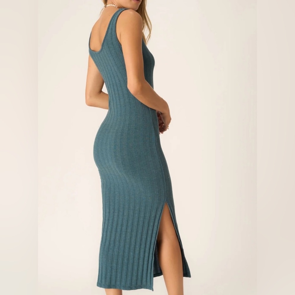 Olive & Oak Teal Ribbed Knit Dress